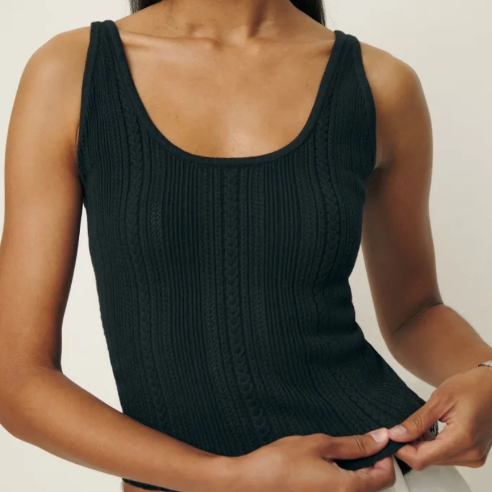 Reformation Luna Pointelle Sweater Tank in Black